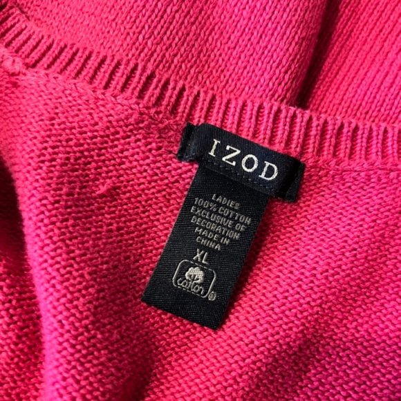 Izod Pink, White & Gray V-Neck Long Sleeve Argyle Front Pullover Sweater Size XL - Picture 9 of 9